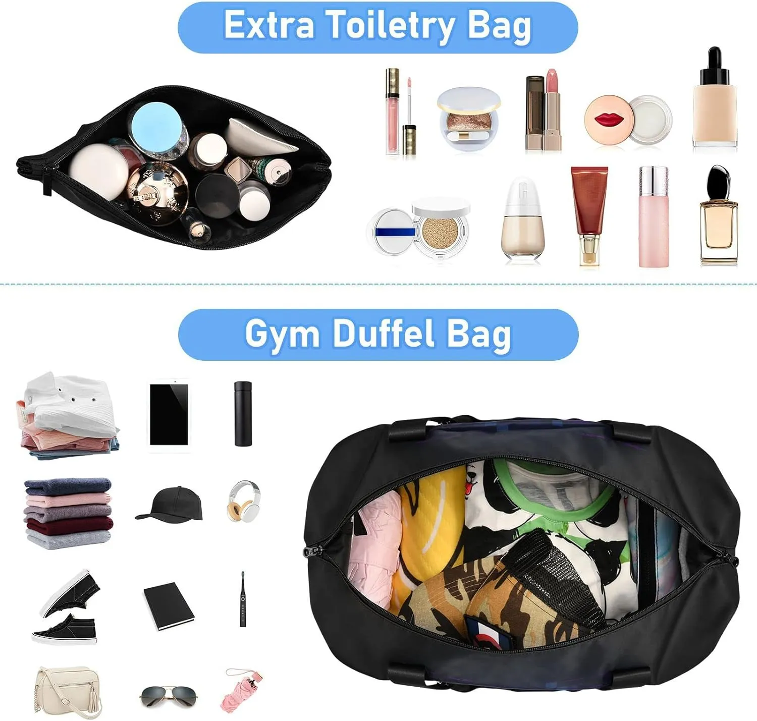 Neon Light Gamepad Colorful Turquoise Purple Pink Gradient Gym Duffel Bag, Polyester Travel Weekender Luggage Handbag with Waterproof Pocket for Wet Items, Unisex Foldable Tote for Sports