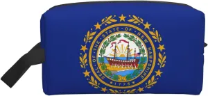New Hampshire State Flag Print Travel Toiletry Organizer Bag, Cosmetic & Storage Pouch For Travel And Daily Use