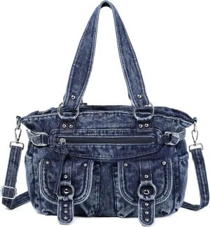 New Jeans Bag Washed Denim Bag for Women Cute Denim Messenger Bag Blue Jean Purses and Handbags