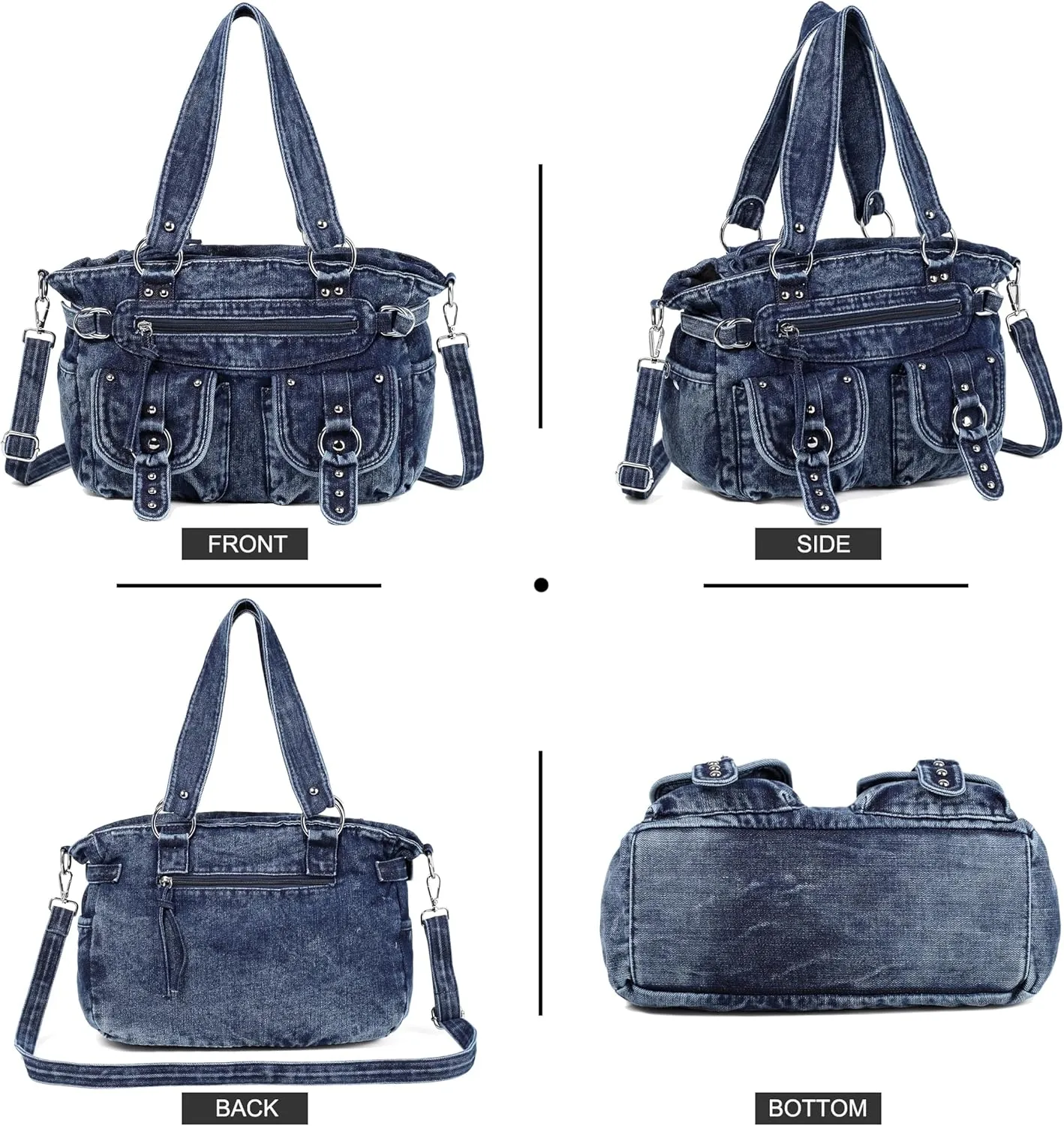 New Jeans Bag Washed Denim Bag for Women Cute Denim Messenger Bag Blue Jean Purses and Handbags