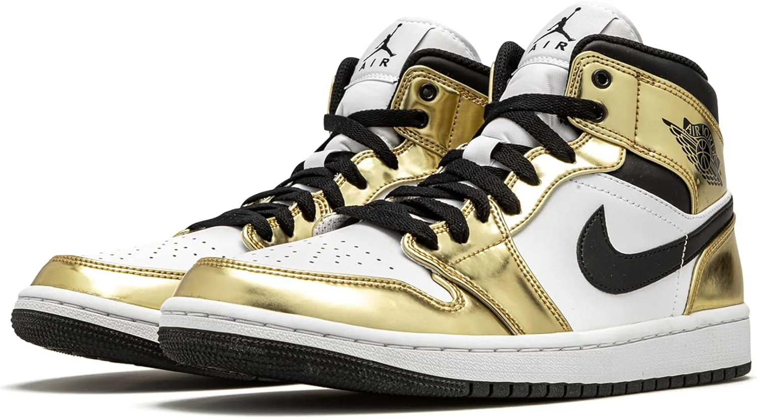 Nike Jordan 1 Mid Metallic Gold White Men's
