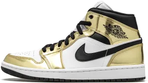 Nike Jordan 1 Mid Metallic Gold White Men's