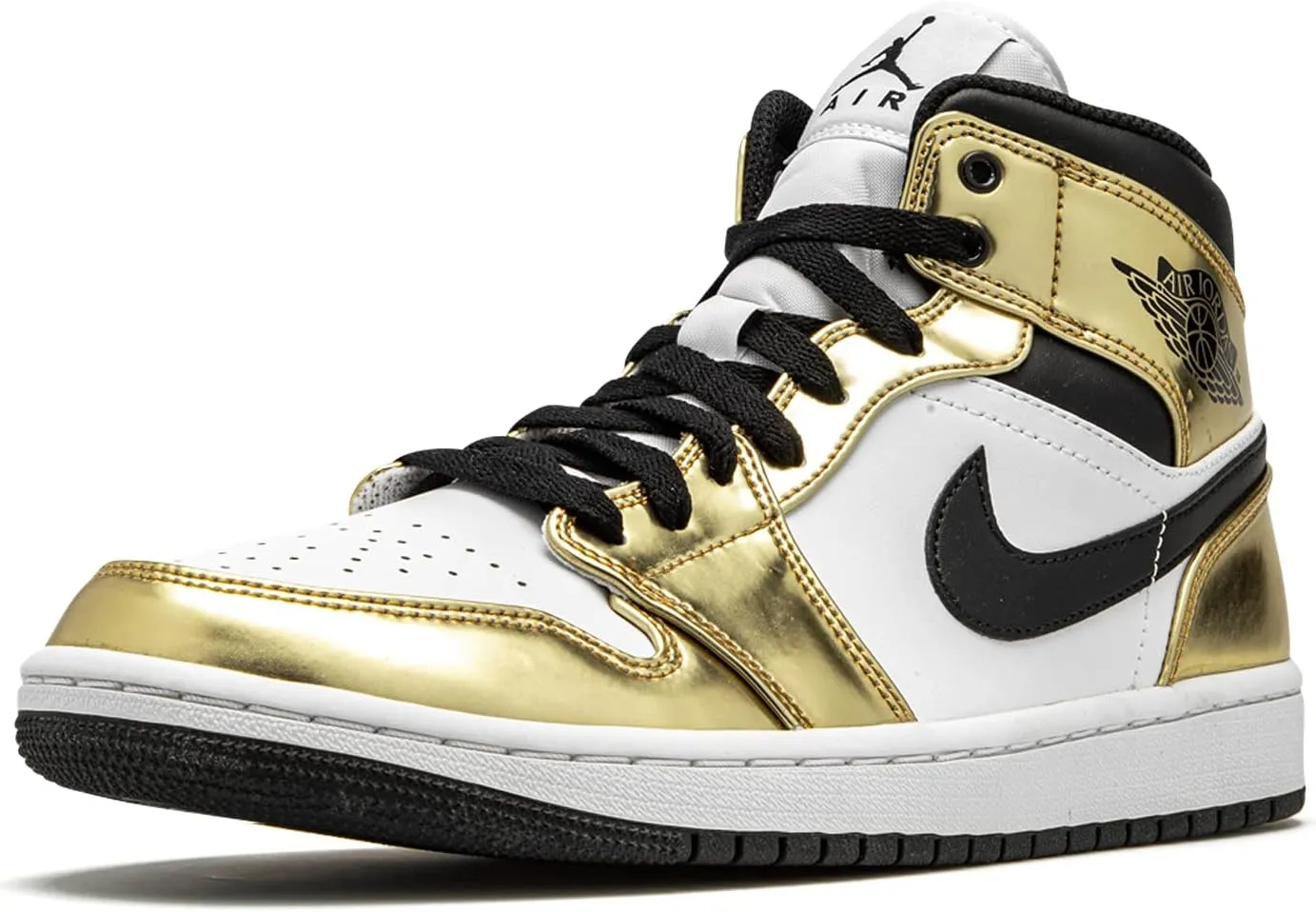 Nike Jordan 1 Mid Metallic Gold White Men's