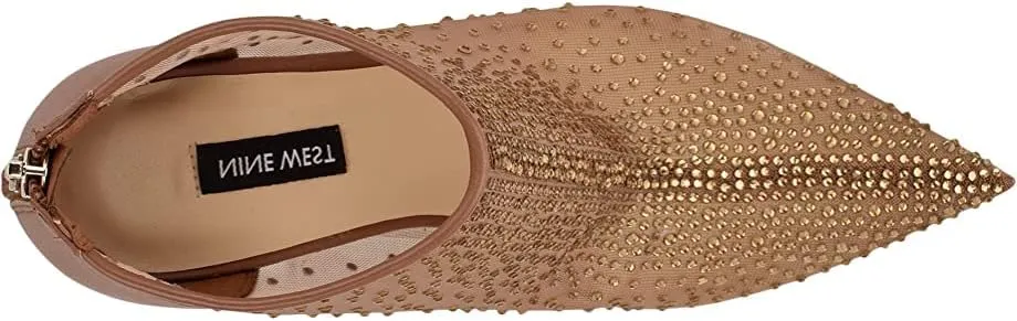 Nine West Women's Embellished Fornow Pointy Toe Stiletto Zip Up Dress Booties