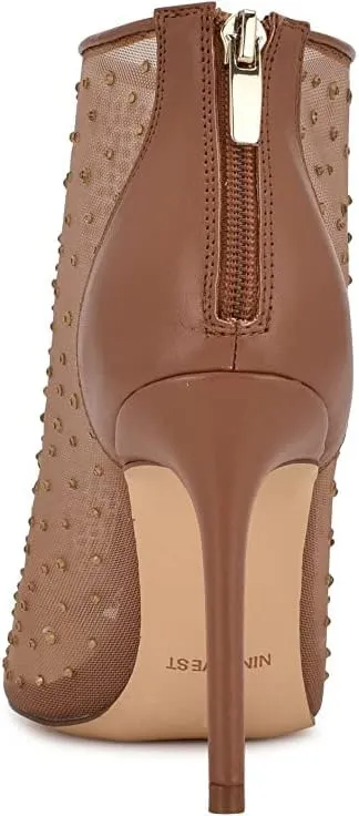 Nine West Women's Embellished Fornow Pointy Toe Stiletto Zip Up Dress Booties