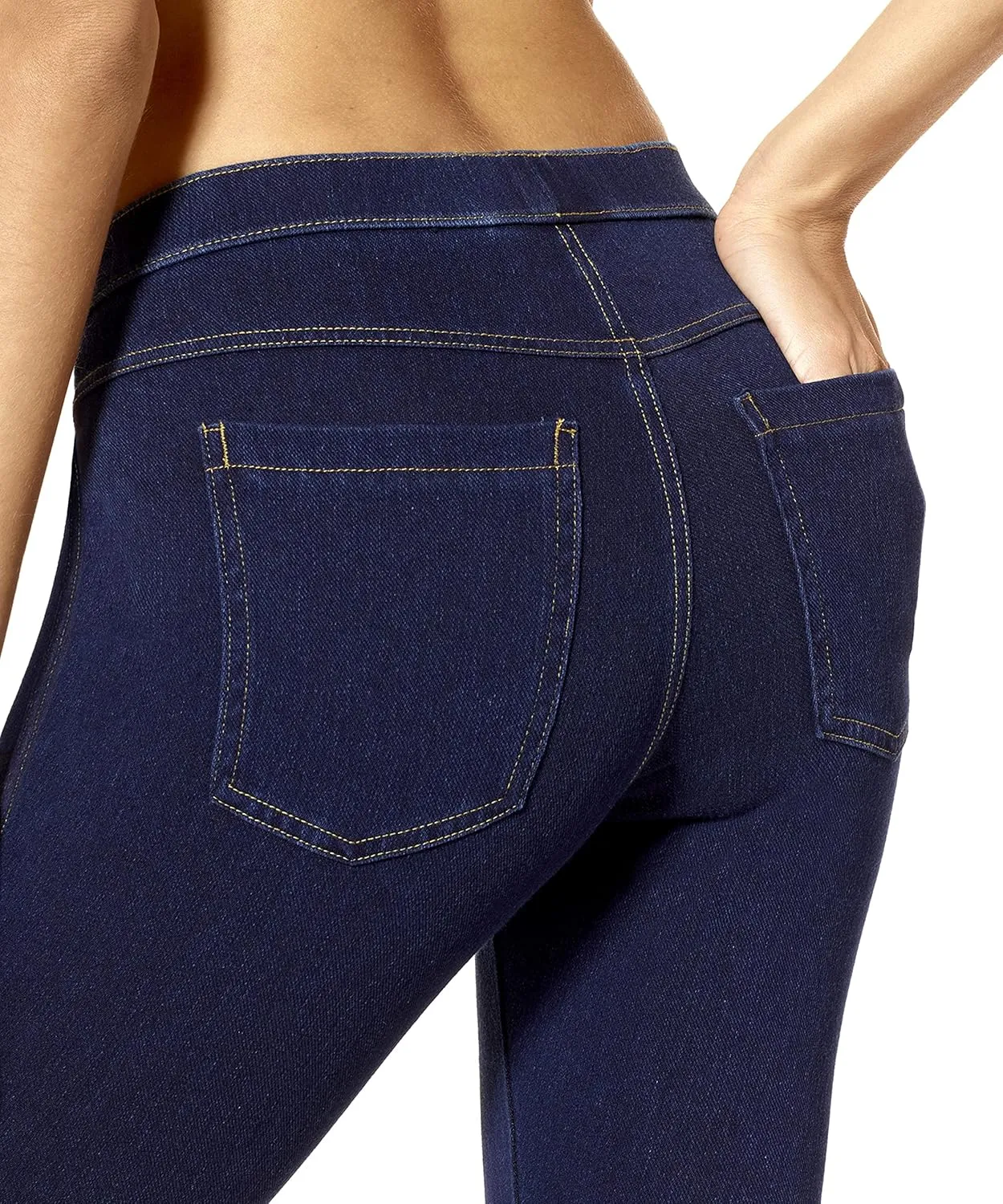 No Nonsense Women's Classic Denim Capri Leggings with Pockets, Comfortable Stretch Pull on Pants