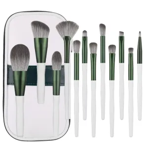 NOLITOY 12-piece Makeup Brush Set Eye Brush Kit Natural Wood Handles Ideal for Liquids Powders Creams Perfect Present Set for Birthday Christmas Mother's Day