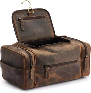 NomadCraftsCo. Extra Large Leather Toiletry Bag for Men - Premium Leather Men's Toiletry Bag for Travel, Dopp Kit, Pouch, Large Travel Organizer