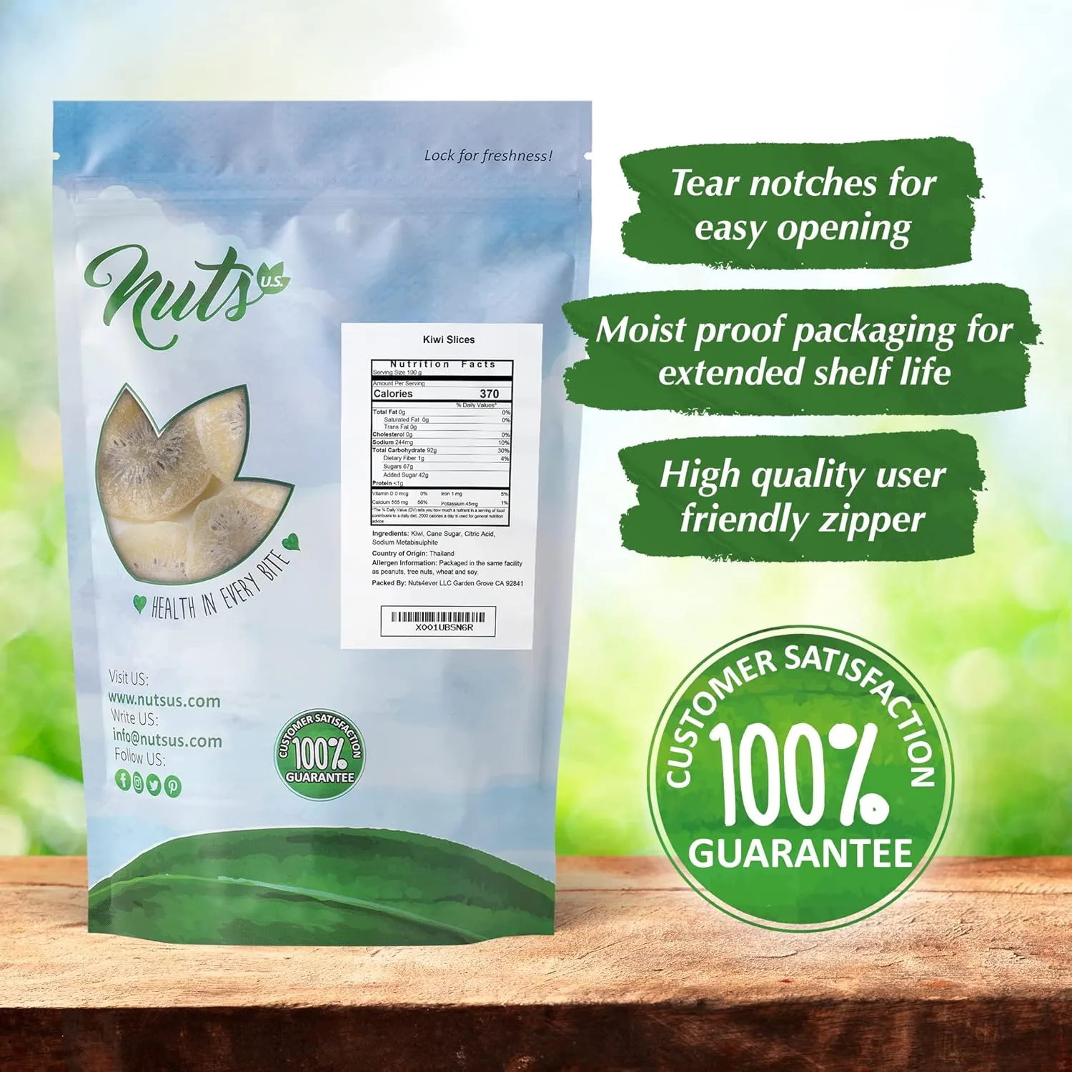 NUTS U.S. - Dried Kiwi Slices | No Artificial Colors | NON-GMO | Gluten Free | 100% Natural | Packed in a Resealable Bag!!! (4 LBS)