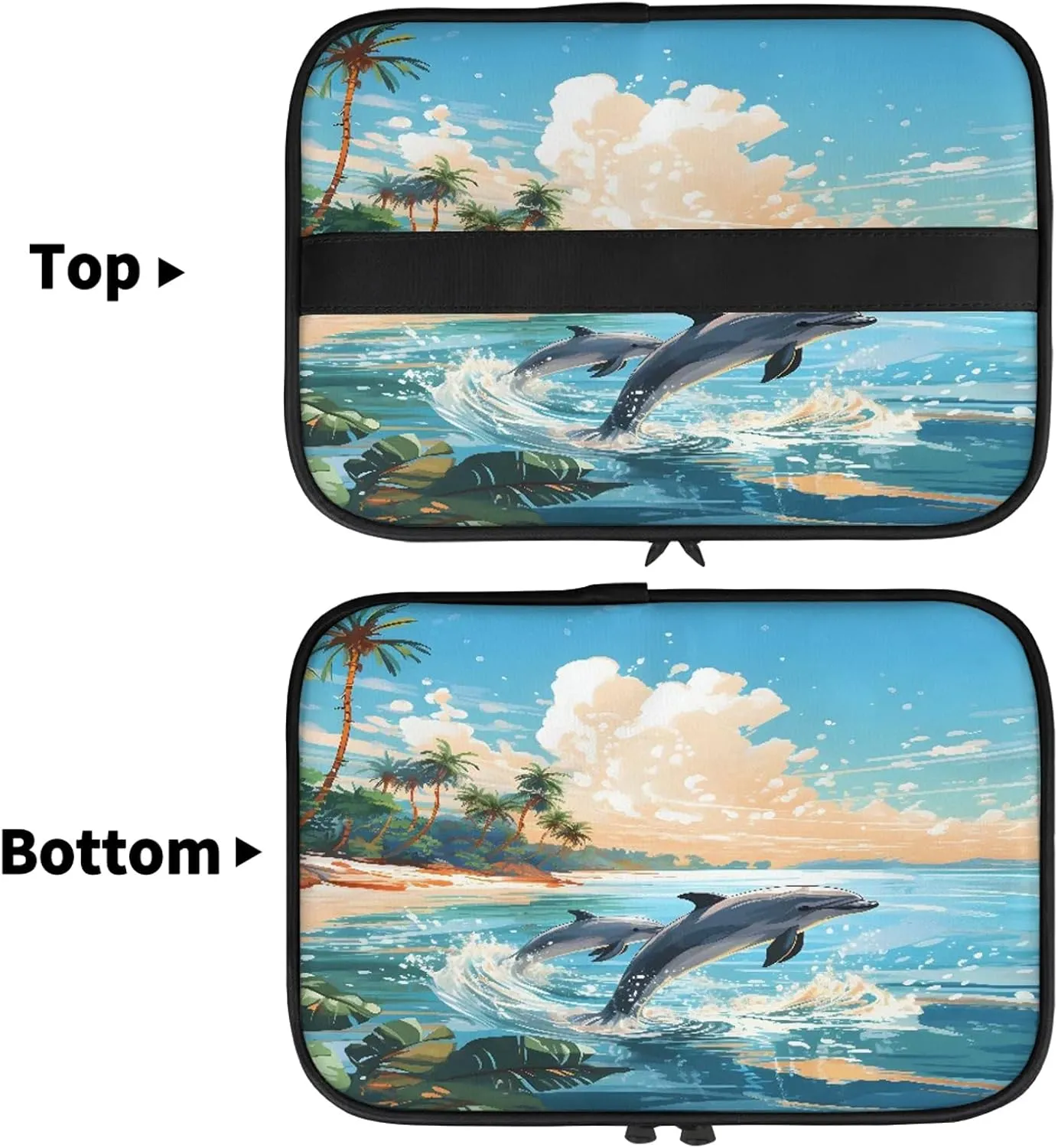 Ocean Animal Dolphin Travel Toiletry Bag Large Capacity Makeup Case Organizer with Handle Cosmetic Case for Women Girls