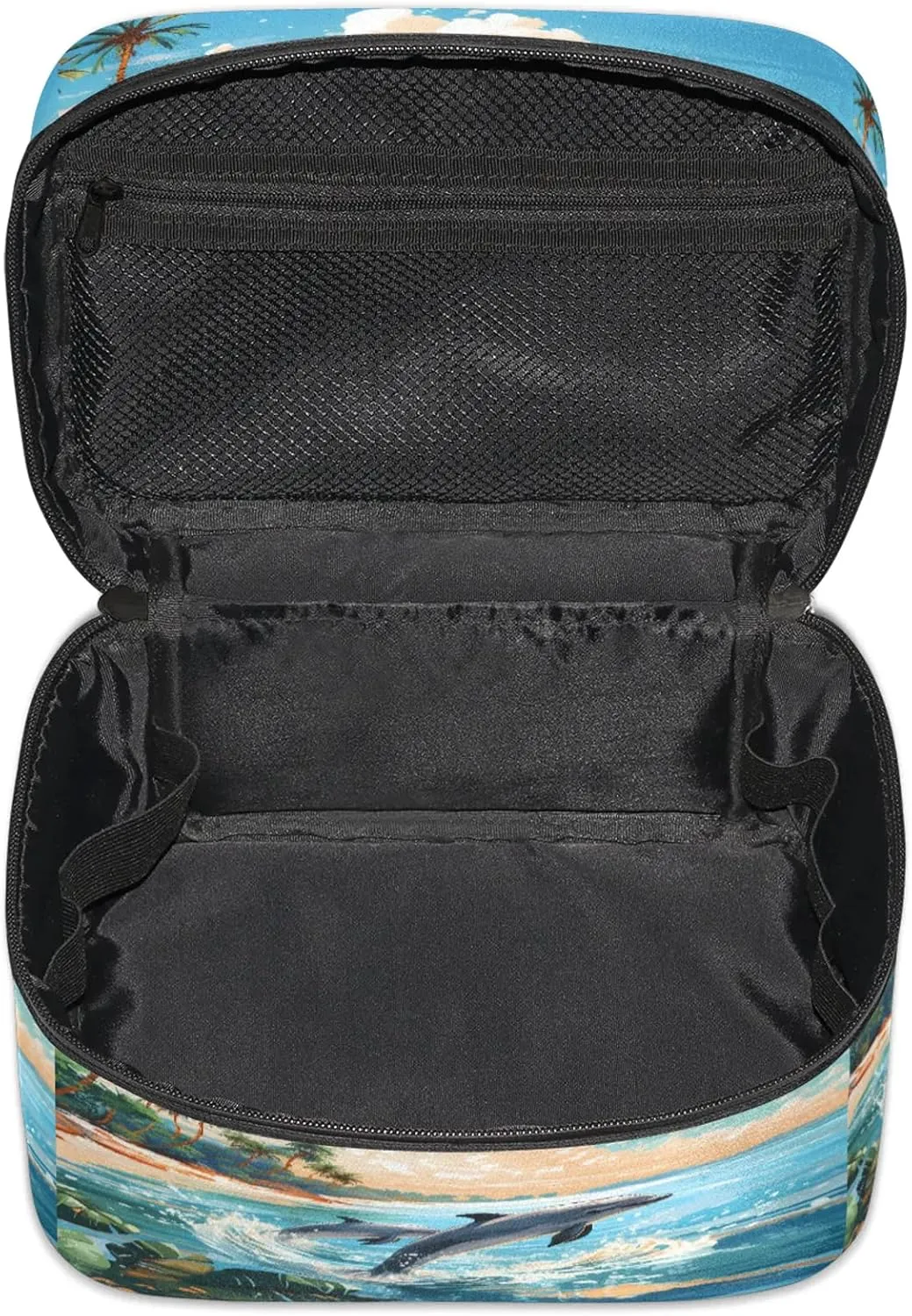 Ocean Animal Dolphin Travel Toiletry Bag Large Capacity Makeup Case Organizer with Handle Cosmetic Case for Women Girls