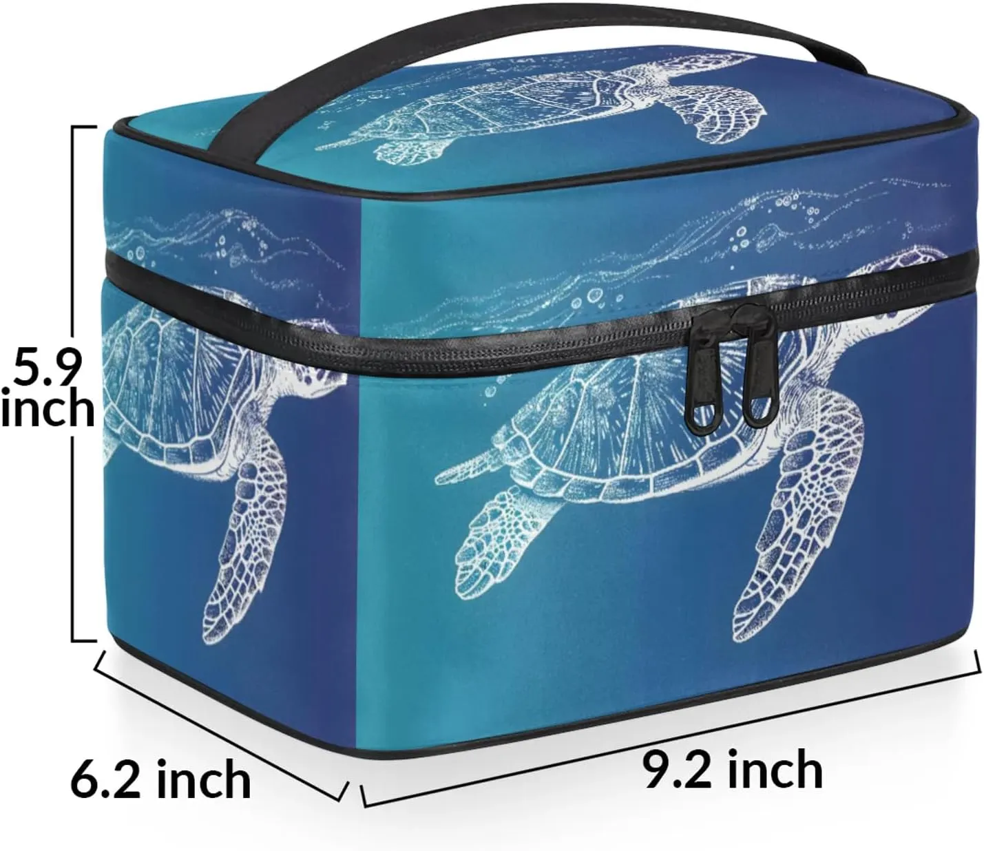 Ocean Sea Turtle Travel Toiletry Bag Large Capacity Makeup Case Organizer with Handle Cosmetic Case for Women Girls