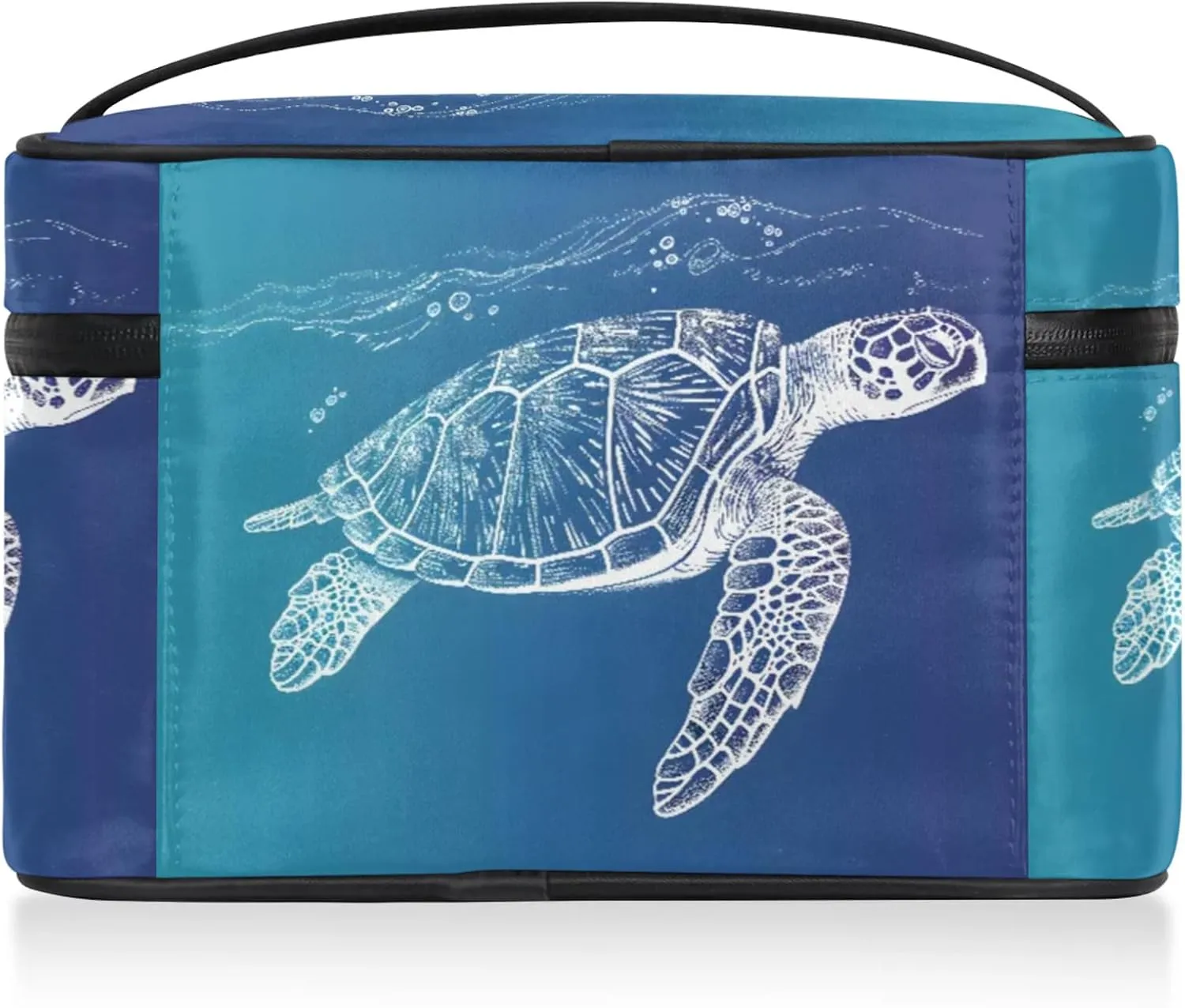 Ocean Sea Turtle Travel Toiletry Bag Large Capacity Makeup Case Organizer with Handle Cosmetic Case for Women Girls
