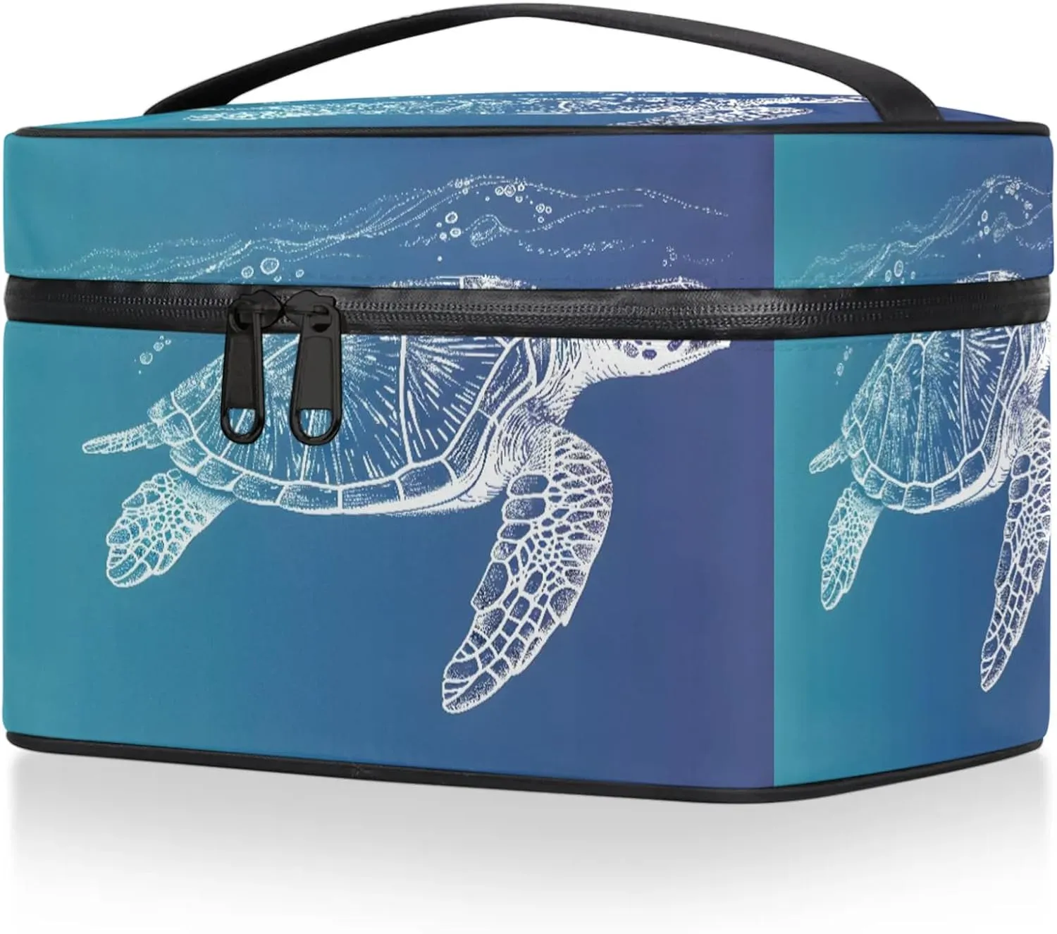 Ocean Sea Turtle Travel Toiletry Bag Large Capacity Makeup Case Organizer with Handle Cosmetic Case for Women Girls
