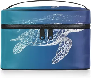 Ocean Sea Turtle Travel Toiletry Bag Large Capacity Makeup Case Organizer with Handle Cosmetic Case for Women Girls