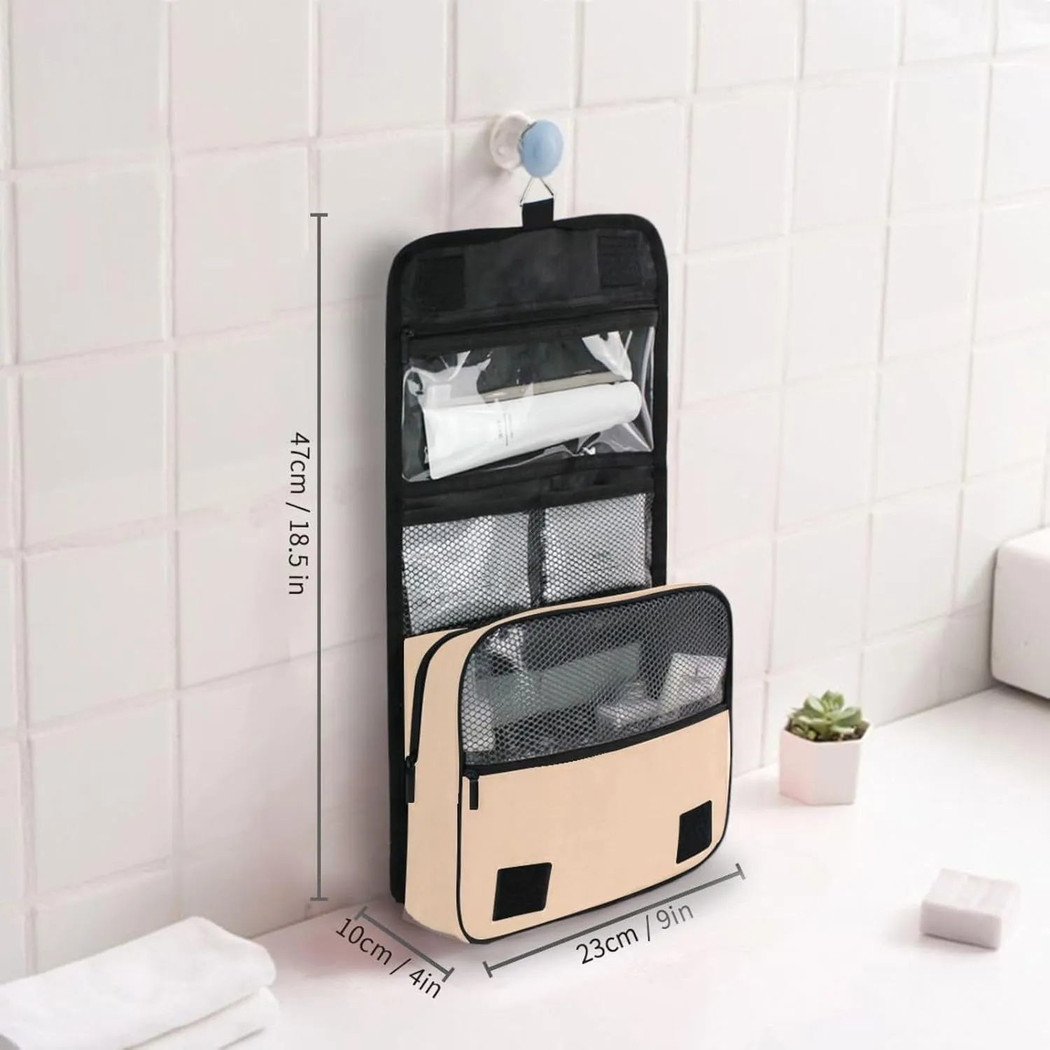 ODAWA Peach Puff Toiletries Bag Makeup Organizer with Hook Travel Toiletry Makeup Bag for Women