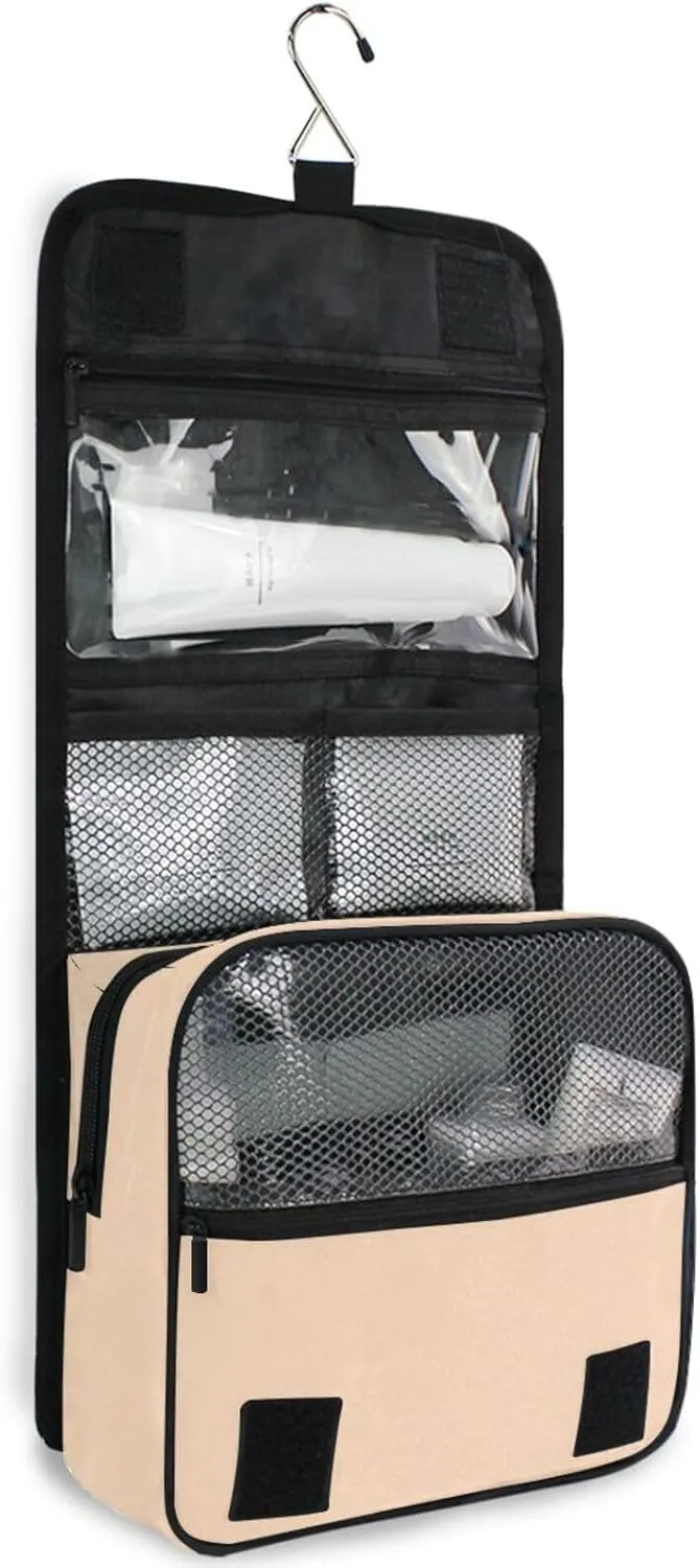 ODAWA Peach Puff Toiletries Bag Makeup Organizer with Hook Travel Toiletry Makeup Bag for Women