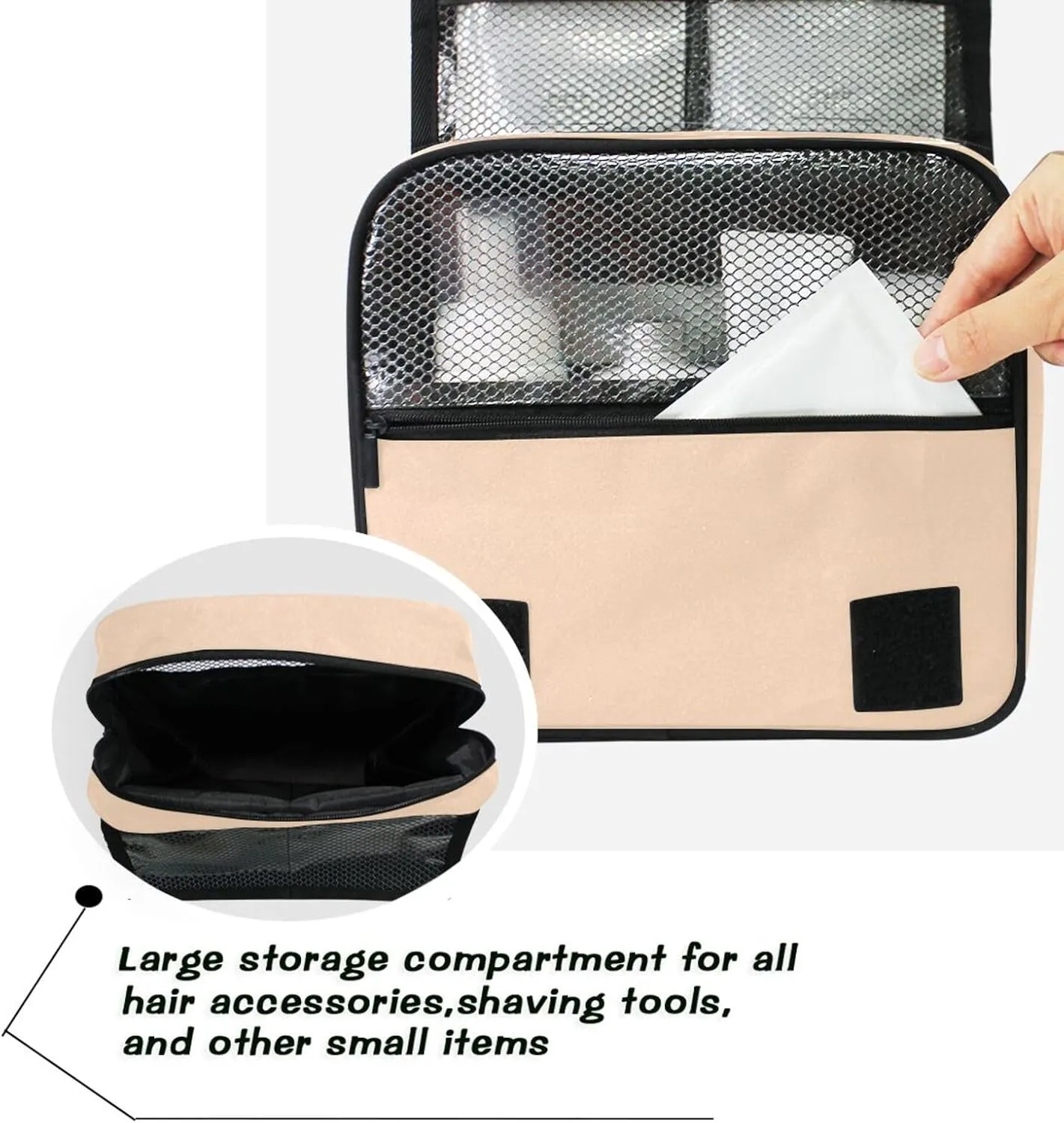ODAWA Peach Puff Toiletries Bag Makeup Organizer with Hook Travel Toiletry Makeup Bag for Women