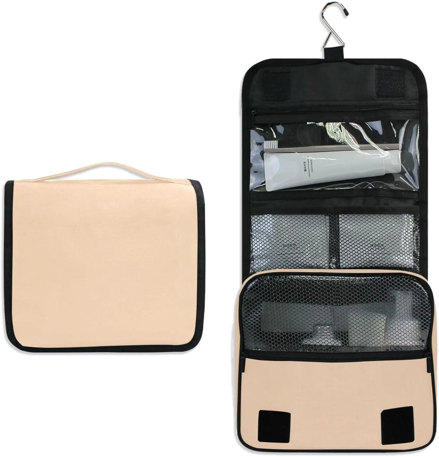 ODAWA Peach Puff Toiletries Bag Makeup Organizer with Hook Travel Toiletry Makeup Bag for Women
