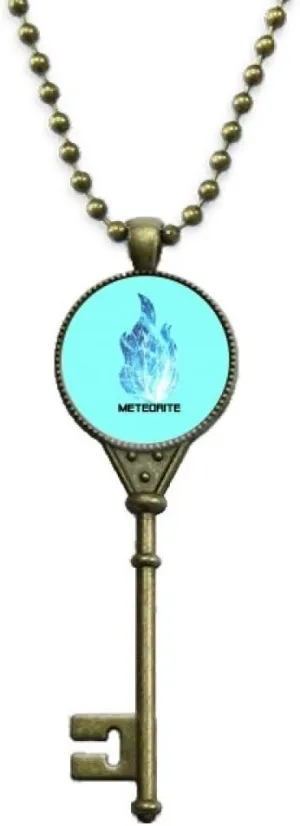 OFFbb-USA Cosmic Space Blue Flame Meteor Key Necklace Pendant Tray Embellished Chain