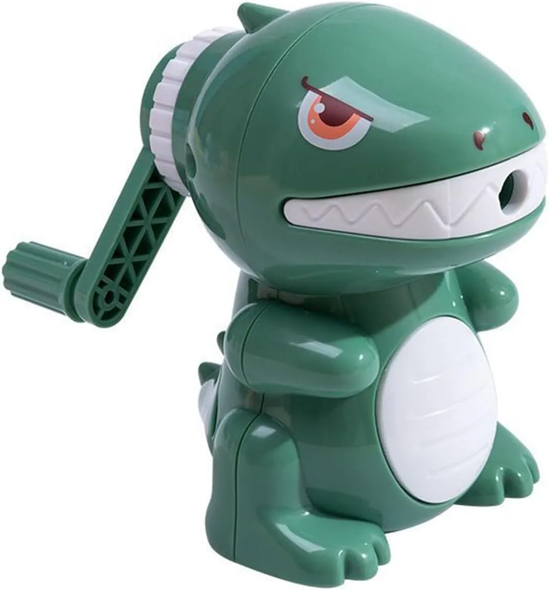 Office Personal Pencil Sharpener - Green Dinosaur Shape, Manual, Heavy-Duty Helical Blade for Fast Sharpening, Portable for Home Office