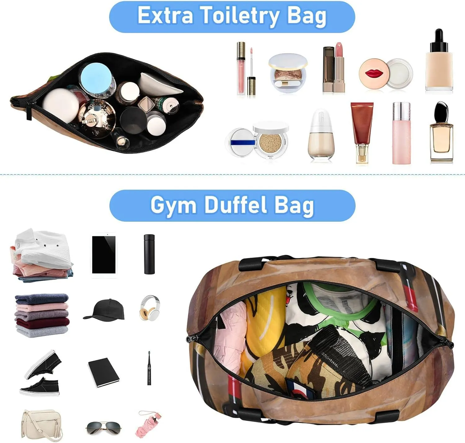 Old Cask Glasses and Bottles of White and Red Wine Cheese Nuts Gym Duffel Bag, Polyester Travel Weekender Luggage Handbag with Waterproof Pocket for Wet Items, Unisex Foldable Tote for Sports