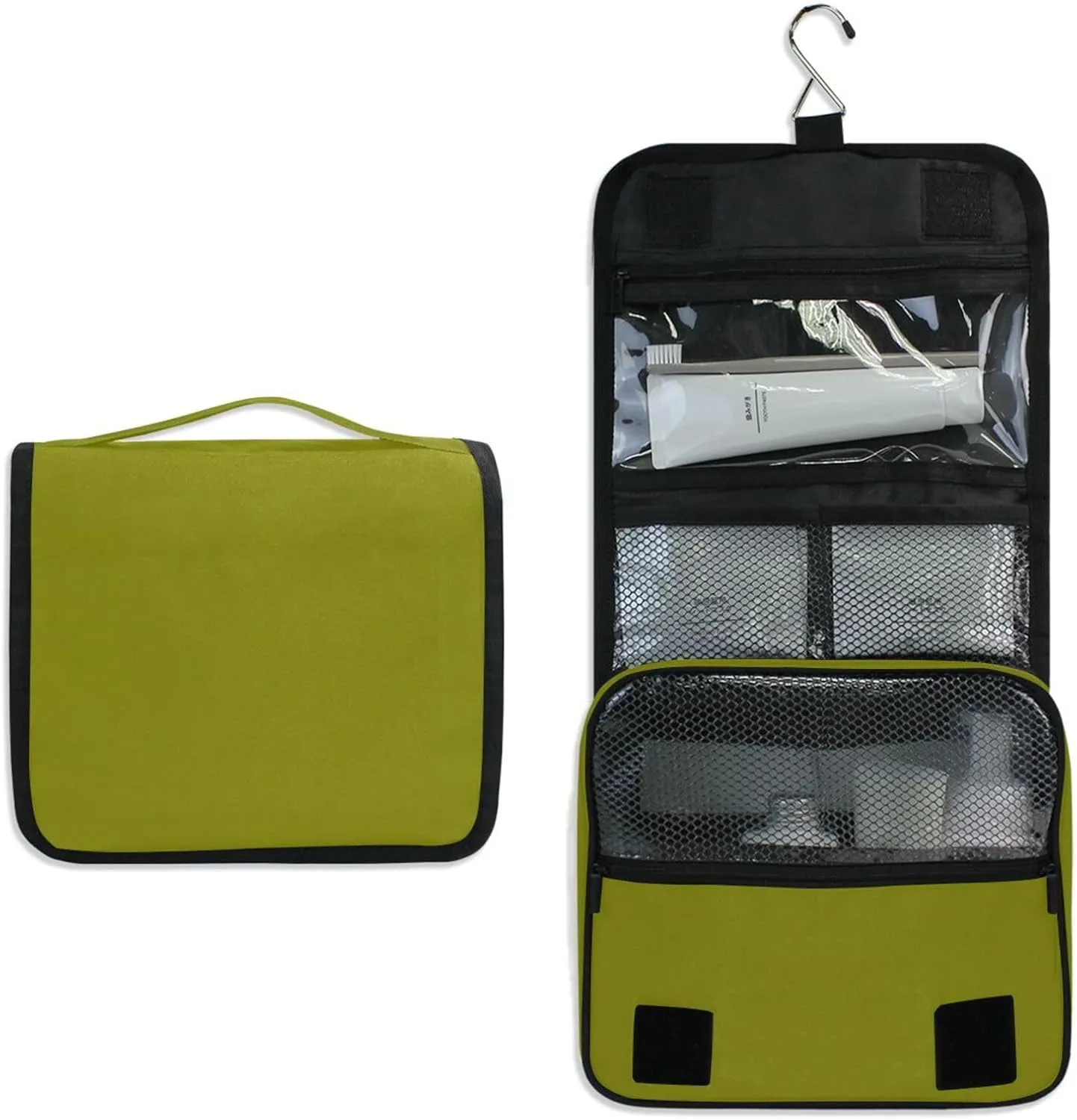 Olive Toiletries Bag Hanging Travel Makeup Organizer with Hook Womens Hanging Toiletry Travel Bag