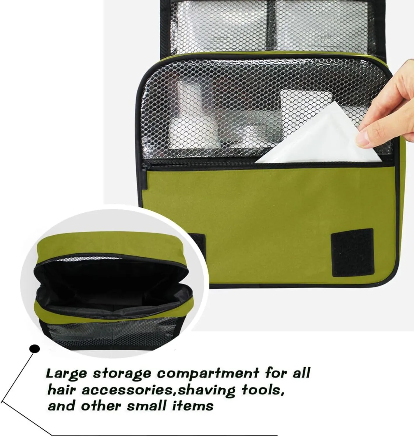 Olive Toiletries Bag Hanging Travel Makeup Organizer with Hook Womens Hanging Toiletry Travel Bag