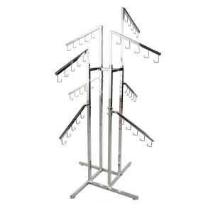 Only Garment Racks #2402 Handbag Rack Handbag Rack - Heavy Duty Chrome 4 Way Rack, 8 Adjustable Height Slant Arms, Square Tubing, Perfect for Handbags or Small Garments Store Display