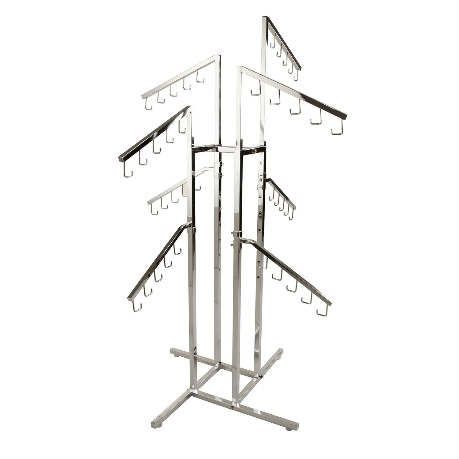 Only Garment Racks #2402 Handbag Rack Handbag Rack - Heavy Duty Chrome 4 Way Rack, 8 Adjustable Height Slant Arms, Square Tubing, Perfect for Handbags or Small Garments Store Display