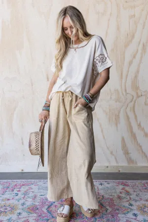 Open Horizon Eyelet Top - Beige