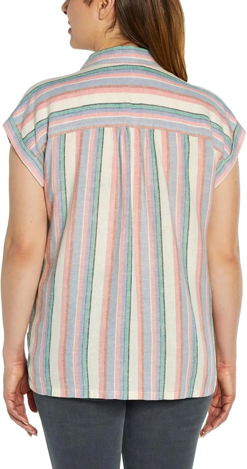 Orvis Tops for Women - Linen Blend Womens Short Sleeve Shirts - Button-Up with Collar - Dressy Casual