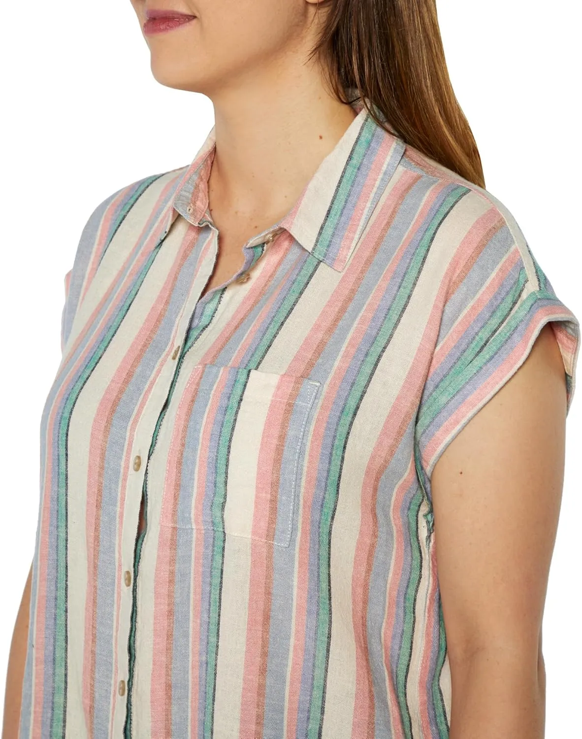 Orvis Tops for Women - Linen Blend Womens Short Sleeve Shirts - Button-Up with Collar - Dressy Casual