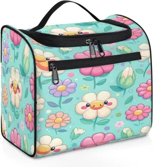 OSAM SPACE Abstract Pig Hanging Toiletry Bag for Women Men, Cute Flower Large Capacity Travel Cosmetic Bag Makeup Organizer for Shampoo Bathroom Shower