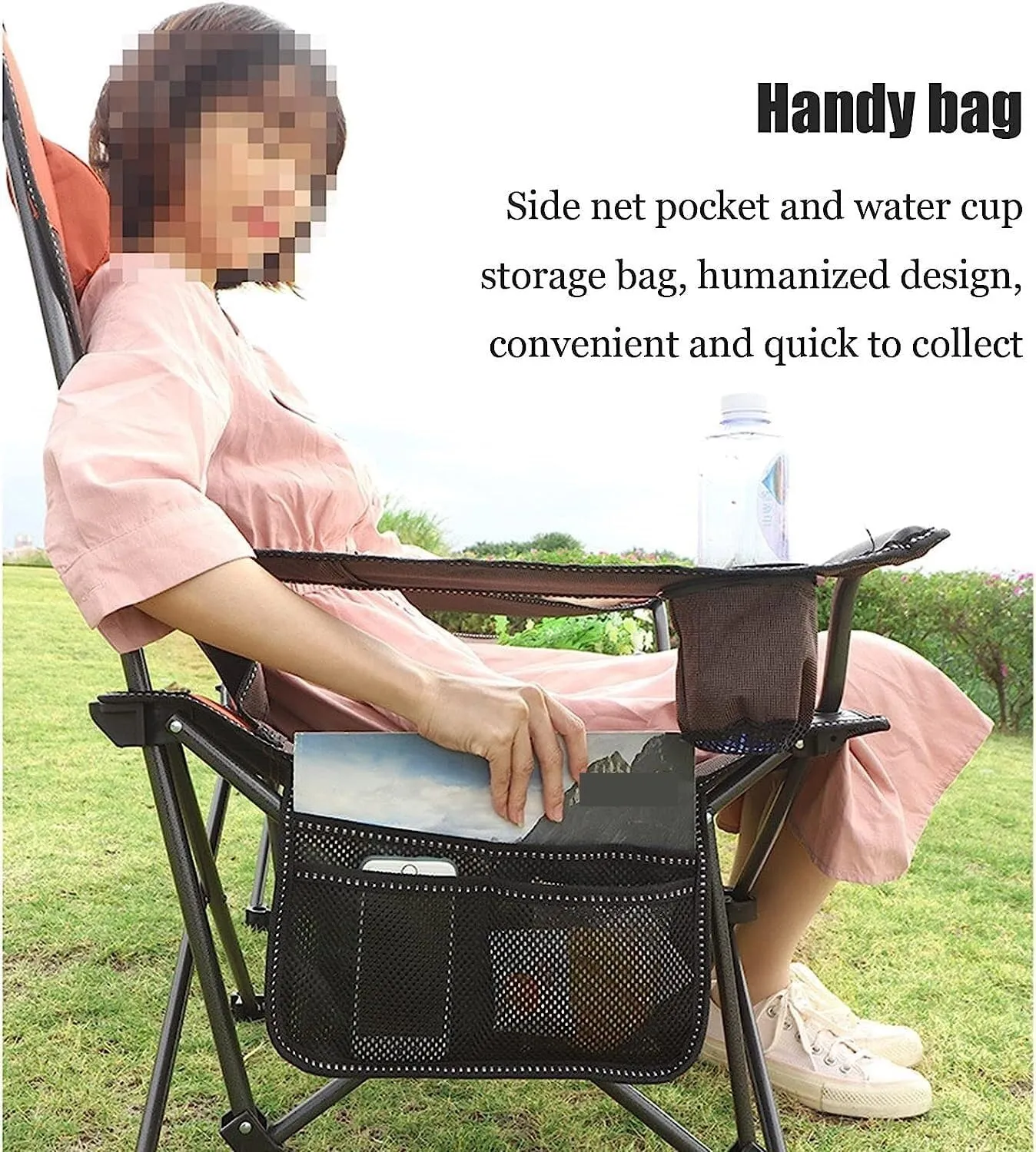 Outdoor Camp Chairs, 2 in 1 Camping Chair with Footrest, Recliner Folding Lounge Seat for Beach, Fishing, Picnics, Hiking Lawn Chairs Adults(B)