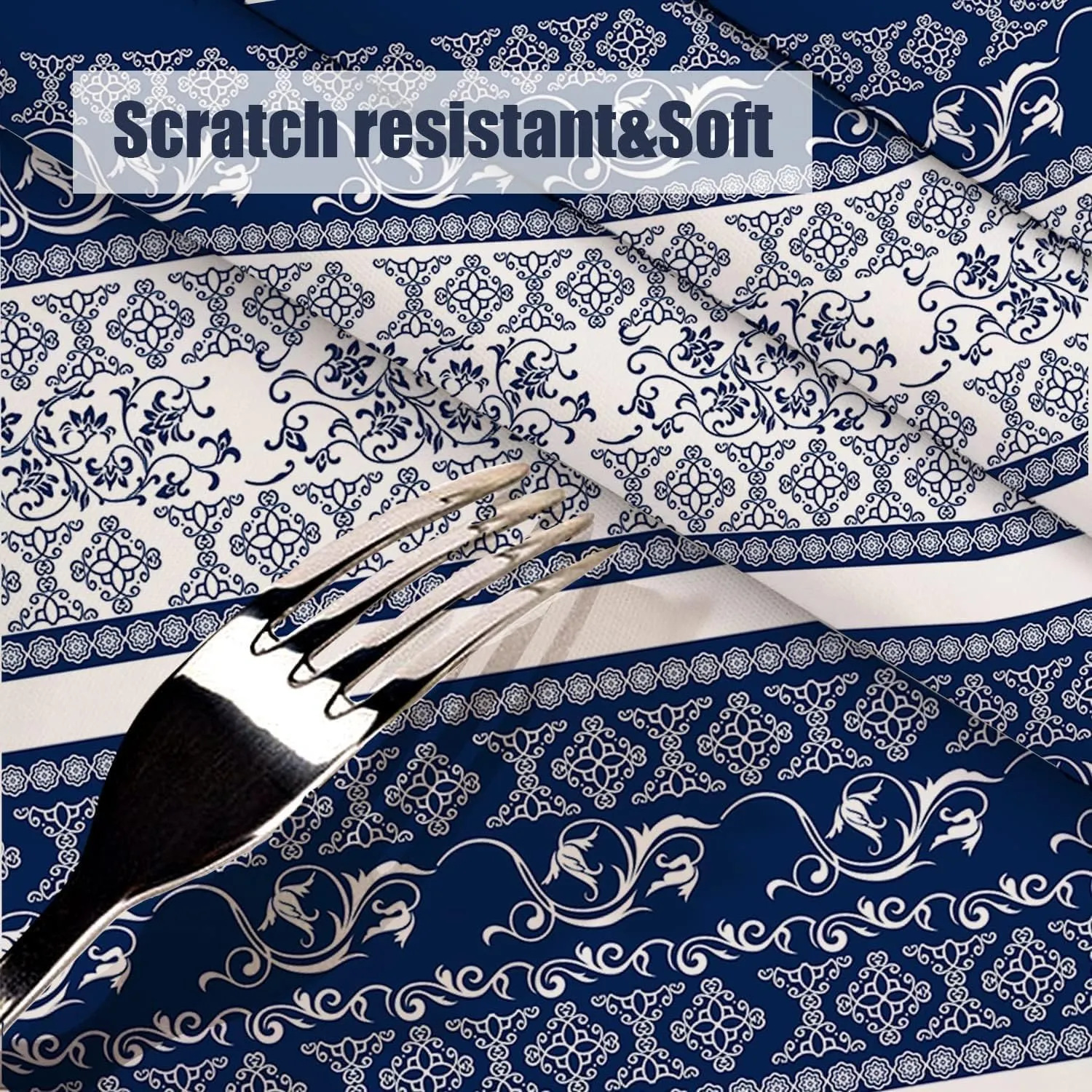 Oval Tablecloth -54x72 Inch, Navy Boho Style Retro Rustic Tablecloth Classic French Country Printed Table Cover for Farmhouse Decoration, Suitable for Home, Kitchen, Indoor and Outdoor Dining Table