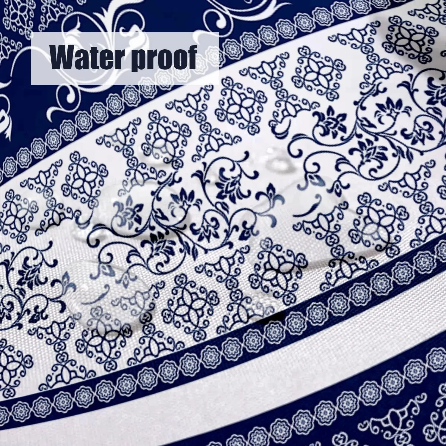 Oval Tablecloth -54x72 Inch, Navy Boho Style Retro Rustic Tablecloth Classic French Country Printed Table Cover for Farmhouse Decoration, Suitable for Home, Kitchen, Indoor and Outdoor Dining Table