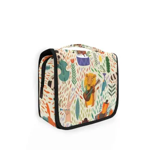 Oyihfvs Colorful Cartoon Raccoon Lion Bear Hare Foxes Hanging Wash Gargle Toiletry Bag Travel Cosmetic Makeup Case Organizer Storage Large Portable