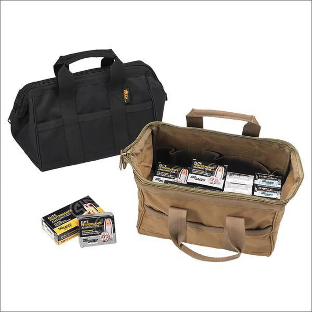 P23205 - Ammo Bag - Heavy Duty Water Resistant Fabric - Easy Access Opening - Heavy Duty Zippers - Black