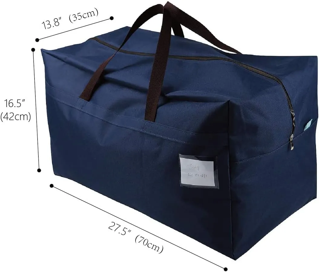Pack of 2 100L Large Size Bedroom Wardrobe Clothes Bedding Storage Bags with Carry Handles, Water-resistant, Organizer Bags for RV Travel, Moving House Bags, Blue