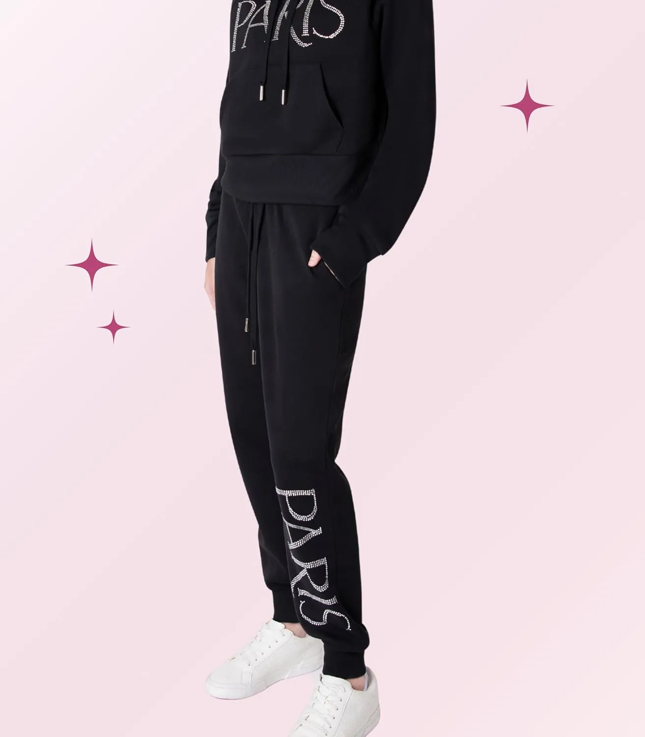Paris Hilton Women's Sporty Embellished Drawstring Jogger Sweatpants