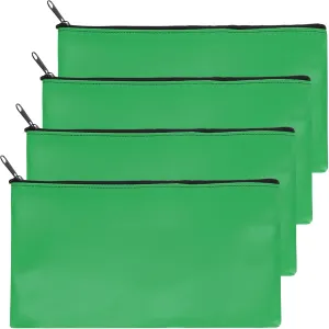 PATIKIL 11"x 6" Bank Deposit Bag, 4Pcs Money Bag Bank Bag Security Money Pouch Receipt Holder for Tickets Coin Makeup Cosmetics Bills, Agate Green