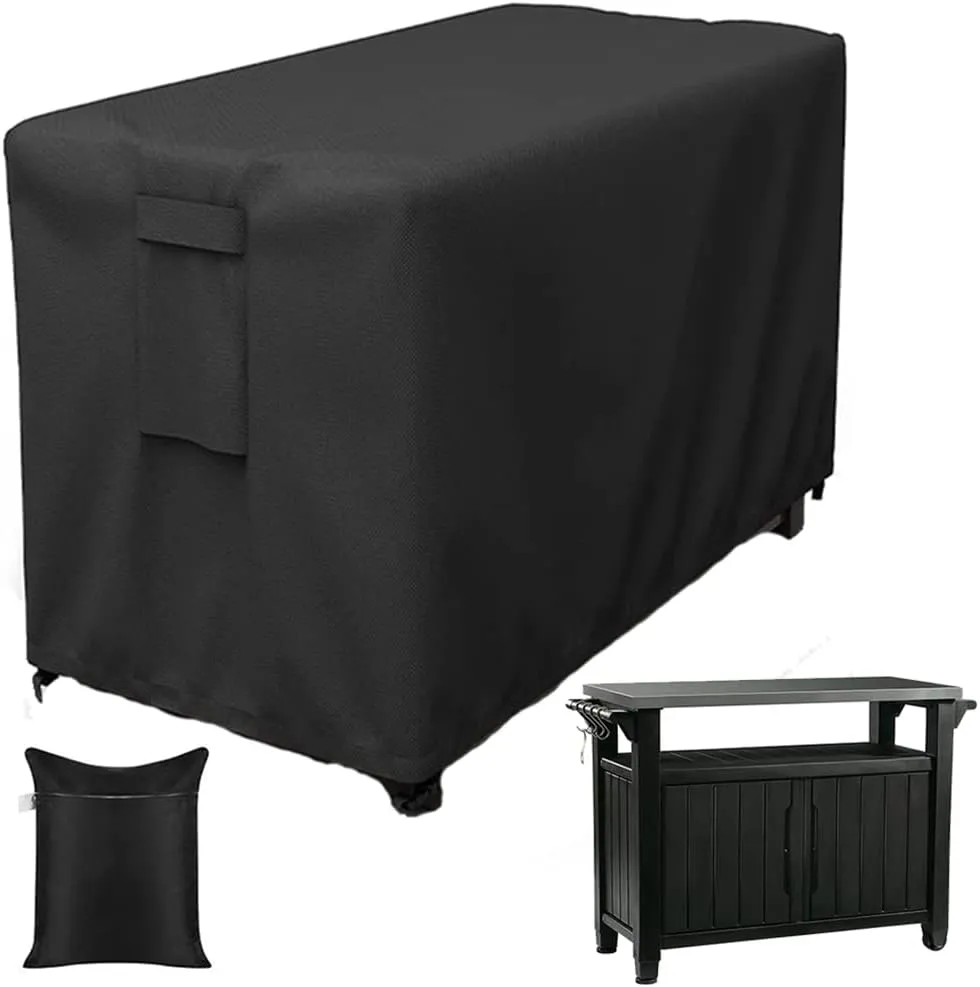 Patio Prep Table Cover Compatible with 35in/55in Keter Unity XL Portable Outdoor Table/ Rolling Mobile Kitchen Island Bar Cart Storage Cabinet Cover Waterproof Grill Accessories Covers