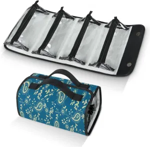 Pattern Features Toiletry Bag Water Proof Travel Makeup Case Large Capacity 4 in 1 Foldable Cosmetics Storage for Women Men Removable Zipper Clear PVC Pockets