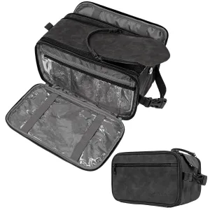 PAVILIA Large Toiletry Bag for Men Women, Mens Travel Bag Toiletries Organizer Case for Grooming, Travel Essentials Shaving Dopp Kit, PU Leather Water Resistant Cosmetic Pouch, Black
