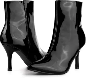 Perphy Patent Boot Pointy Toe Zipper Stiletto Heels Ankle Boots for Women