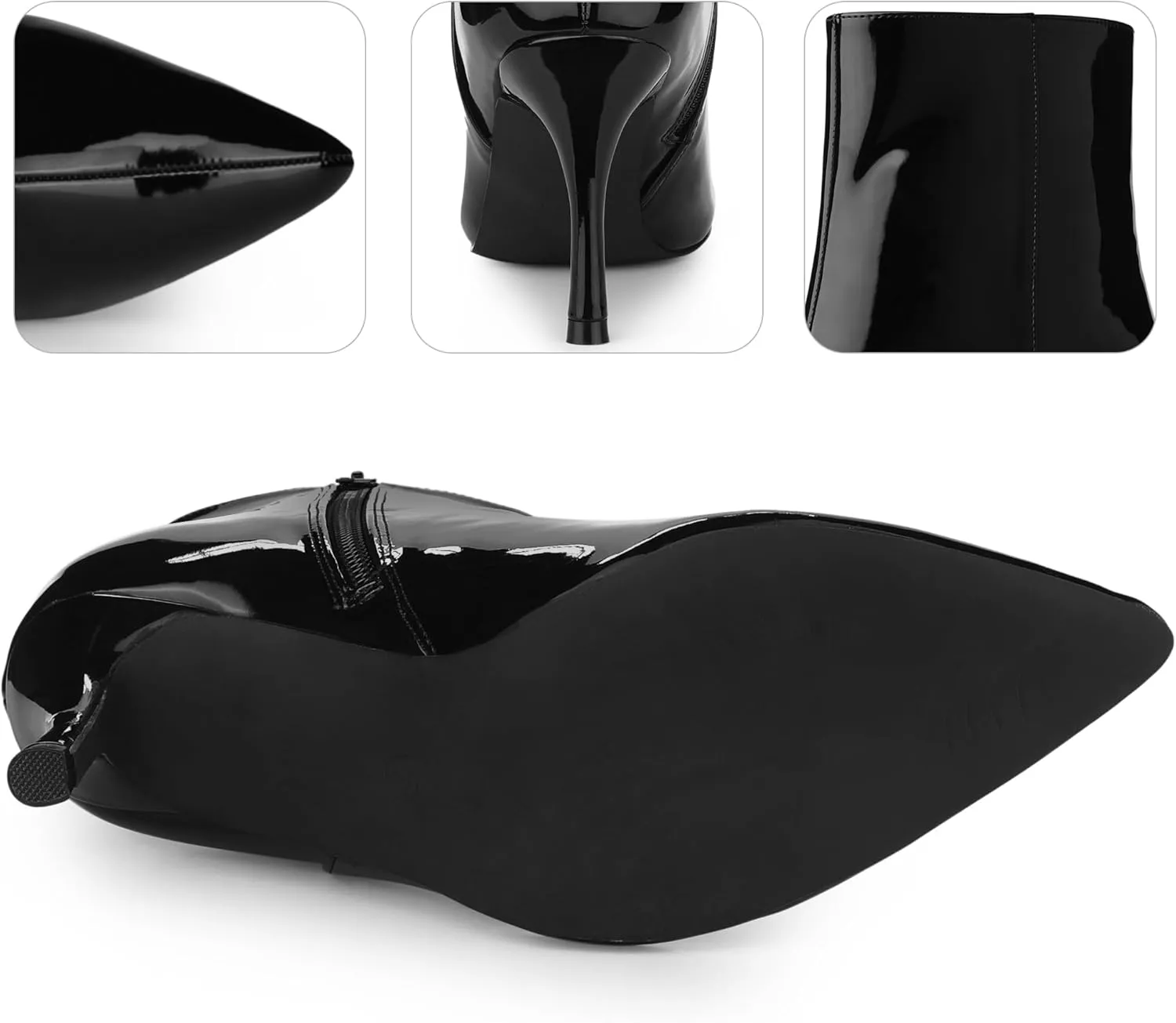 Perphy Patent Boot Pointy Toe Zipper Stiletto Heels Ankle Boots for Women
