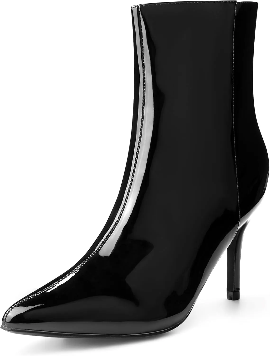 Perphy Patent Boot Pointy Toe Zipper Stiletto Heels Ankle Boots for Women