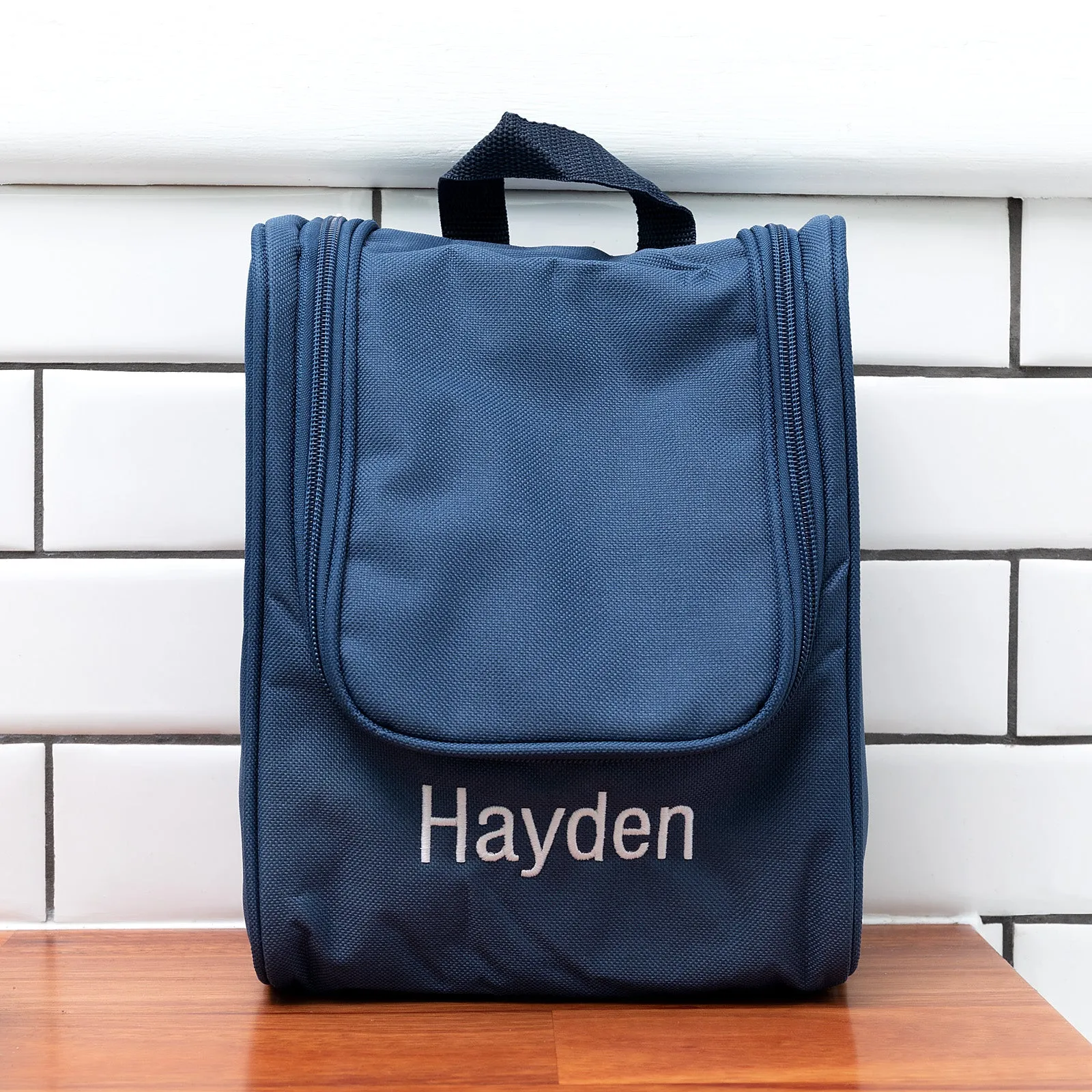Personalised Hanging Toiletry Bag Navy