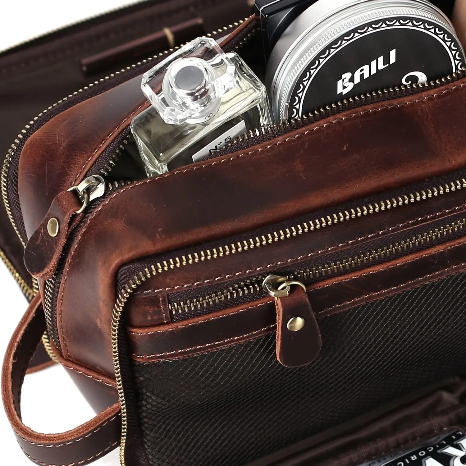 Personalized Leather Toiletry Bag for Men, 1/3/6pcs Wedding Gift Travel Shaving Dopp Kit - Cosmetic Bags Toiletries Bathroom Organizer - Groomsmen Gift(D1pc)